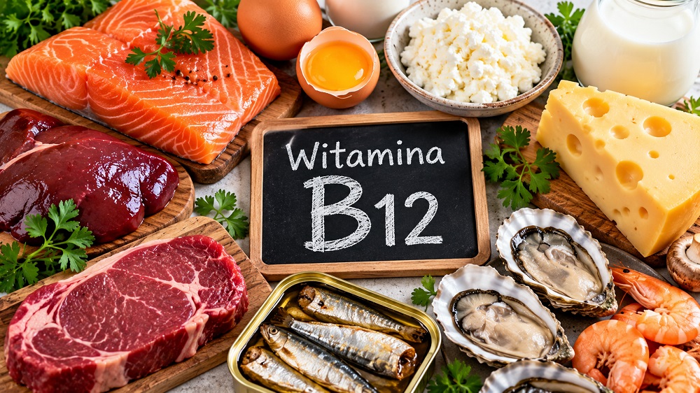 żródła pokarmowe witaminy B12, zapotrzebowanie i objawy niedoboru